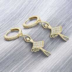Orecchini a cerchio in ottone con zirconi cubici chiari micro pavè&nbsp;EJEW-F362-15G