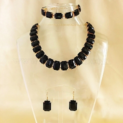 Collane e braccialetti con catena a maglie rettangolari in lega e vetro e set di orecchini pendenti&nbsp;FS-WGC2D75-04