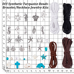 Kit fai da te per braccialetti/collane con perline turchesi sintetiche&nbsp;DIY-PH0031-47