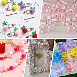 400 Stück 4 Farben Polyester-Pompon-Bälle&nbsp;DIY-SC0031-37B