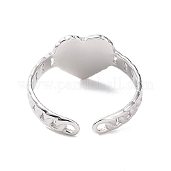 Bague ouverte en acier inoxydable 304 anti-ternissement en forme de cœur pour femme&nbsp;RJEW-A005-05P