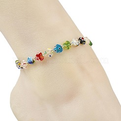 Cavigliere da donna a forma di cuore realizzate a mano con perline di vetro millefiori.&nbsp;AJEW-AN00874