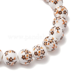 2 bracelet extensible fait main en porcelaine imprimée de fleurs et de perles en céramique&nbsp;BJEW-JB11910