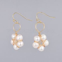 Perle d'acqua dolce naturale orecchini pendenti&nbsp;EJEW-JE03413