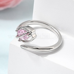 Offene Manschettenringe aus Messing mit Mikropavé und Zirkonia für Damen&nbsp;RJEW-L343-01P