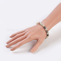 Pulseras elásticas de amazonita de flores naturales&nbsp;BJEW-JB03683-02