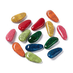 Crackle undurchsichtigen Acryl Perlen, Nachahmung türkis, Träne, Mischfarbe, 36.5~37x16.5x9~10 mm, Bohrung: 3 mm, ca. 125 Stk. / 500 g