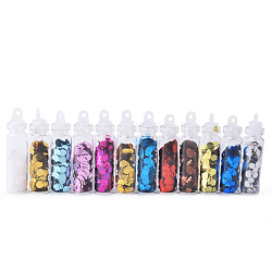 Brillo brillante arte de uñas del clavo, lentejuelas de manicura, diy sparkly paillette consejos uñas, hexágono, color mezclado, alrededor de 2 g/bolsa, 12 botella / set