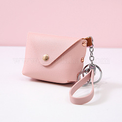 Однотонная сумка-клатч из искусственной кожи, мини-кошелек для ключей, брелок, кошелек с пряжкой для монет, розовые, 10x7x4 см