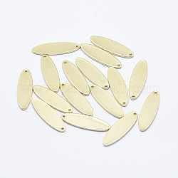 Brass Pendant, Long-Lasting Plated, Real 18K Gold Plated, Nickel Free, Oval, 27x8x1mm, Hole: 1mm