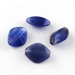 Rhombus Imitation Gemstone Acrylic Beads, Medium Blue, 16.5x13x8mm, Hole: 2mm, about 700pcs/500g