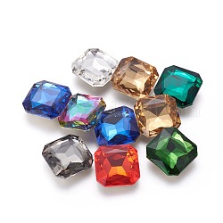 Pointed Back & Back Plated K9 Glass Cabochons, Faceted, Square, Mixed Color, 23x23x8mm