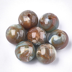 Perline acrilico, stile gemstone imitato, tondo, sella marrone, 20x19.5mm, Foro: 3 mm