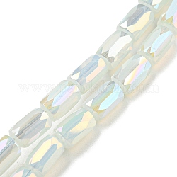 Nachahmung Jade Glasperlen , ab Farbe plattiert, facettierten Spalte, Schnee, 6x4 mm, Bohrung: 0.8 mm, ca. 80 Stk. / Strang, 20.08''~20.47'' (51~52 cm)