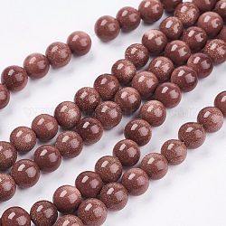 Chapelets de perle en goldstone synthétique, ronde, 8mm, Trou: 1mm, Environ 48 pcs/chapelet, 14.9 pouce
