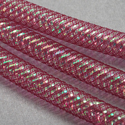 Mesh Tubing, Plastic Net Thread Cord, with AB Color Vein, Pale Violet Red, 16mm, 28Yards