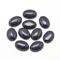 Cabuchones goldstone azules sintético, teñido, oval, 14x10x4~5mm