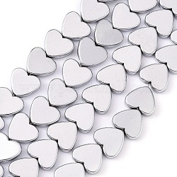 Non magnetici perle ematite sintetico fili, grado a, cuore, platino placcato, 8x8x2mm, Foro: 1 mm, 50 pcs / Filo, 15.5 pollice