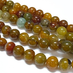 Natural Agate Beads Strands, Dyed, Round, Coconut Brown, 12mm, Hole: 1mm, about 32pcs/strand, 15inch