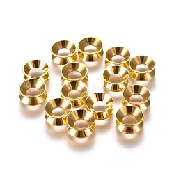Peline europeo in ottone, rondelle, perline con foro grande, oro, 9x4mm, Foro: 4 mm