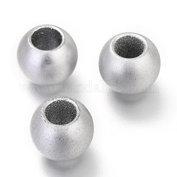 Matte sprühlackierte europäische Acrylperlen, Großloch perlen, Rondell, Silber, 12x10 mm, Bohrung: 6 mm