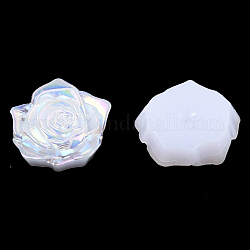 Undurchsichtige ABS-Kunststoff-Cabochons, ab Farbe plattiert, Rose, weiß, 18x17x6.5 mm