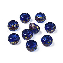 Прозрачные акриловые бусины с цветочным принтом, бусины с большим отверстием, светло-синий, 15x9 мм, отверстие : 7 мм