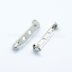 Accessori di spilla di ferro, indietro pin bar, con tre fori, platino, 38x5x6mm, Foro: 2 mm