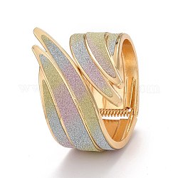 Bracelet manchette enveloppant d'ailes étincelantes, gros bracelet ouvert à charnière large pour femme, or clair, colorées, diamètre intérieur: 2x2-3/8 pouce (5.1x5.9 cm)