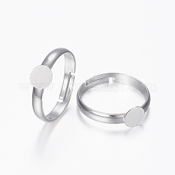 Bases de anillo de almohadilla de latón, sin plomo, sin cadmio y níquel, ajustable, color plateado, Bandeja: 6 mm, 17mm