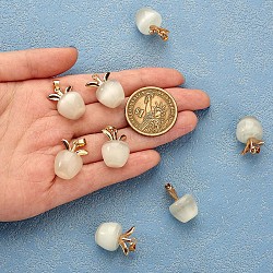 10 pz pendente di fascino della pietra preziosa della mela cristallo di quarzo guarigione pendenti in pietra naturale opale fibbia per gioielli collana orecchino fare artigianato, bianco, 20.5x14.8mm, Foro: 3 mm