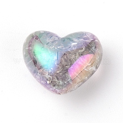Perles acryliques craquelées opaques, cœur, couleur d'argent, 13.5x16x9.5mm, Trou: 3.5mm