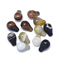 Perle di agata naturale a strisce / agata a strisce, mezzo forato, tinti e riscaldato, lacrima, 18.5~19x12.5~13x10.5mm, Foro: 0.8~1 mm