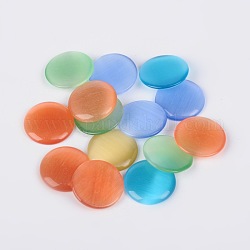 Cat Eye Glass Cabochons, Half Round/Dome, Mixed Color, 18x3~4mm