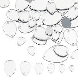 FINGERINSPIRE 52pcs Acrylic Mirror Sew on Rhinestone Teardrop Shape Mirrored Rhinestone with Two Sew Hole Clear DIY Teardrop Mirrored Sew Rhinestones for Costume Decoration and DIY Craft(Mix Size)