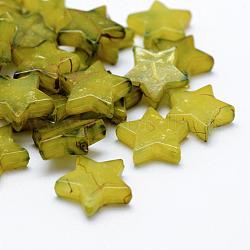 Perline acrilico trafila, verniciatura a spruzzo, stella, verde giallo, 13.5x14.5x4mm, Foro: 1 mm, circa 1200pcs/500g