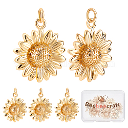 Beebeecraft 8Pcs Gold Sunflower Charms 18K Gold Plated Sunflower Pendant Charms Craft Supplies for DIY Jewelry Earrings Necklace Bracelet Making Finding