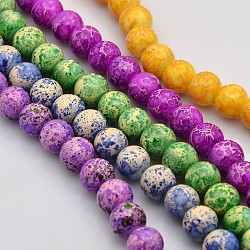 Imitation Regalite Beads Spray Painted Glass Round Bead Strands, Mixed Color, 8~9mm, Hole: 1mm, about 108pcs/strand, 31.5inch