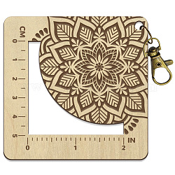 Règle au crochet à cadre carré en bois, jauge d'aiguille à tricoter, fleur, 7.6x7.6x0.5 cm, Trou: 5mm