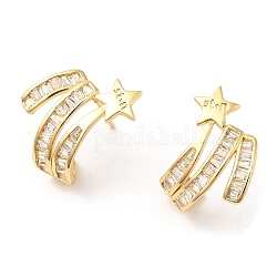 Серьги-гвоздики в виде звезды с кубическим цирконием, латунные серьги для женщин, золотые, 19.5x14.5 мм