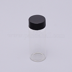 Glasflasche, mit Kunststoffschraubenabdeckung, Kolumne, Schwarz, 2.75x7.5 cm, Kapazität: 30 ml (1.01 fl. oz)