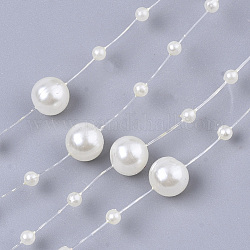 ABS Plastic Imitation Pearl Beaded Trim Garland Strand, Great for Door Curtain, Wedding Decoration DIY Material, Beige, 3~8mm, about 106~108pcs/strand, 200strand/bag, 53.15 inch