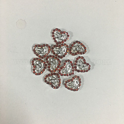 Alloy Rhinestone Cabochons, Valentine's Day Nail Art Decoration Accessories, Cadmium Free & Lead Free, Heart with Number 520, Silver, Light Siam, 8.5x9.5x2.5mm