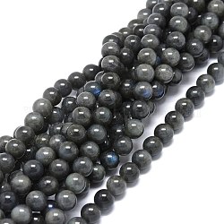 Natürliche Larvikit-Perlenstränge, Runde, 8~8.5 mm, Bohrung: 1 mm, ca. 46 Stk. / Strang, 15.55 Zoll (39.5 cm)