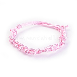 Bracelet cordon en nylon tressé réglable, rose, 2 pouce ~ 2-1/8 pouces (5.05~5.3 cm)