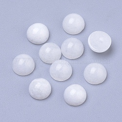 Natürliche weiße Jade Cabochons, gefärbt, halbrund / Dome, weiß, 6x3~4 mm