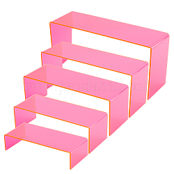 Ph Pandahall - Expositor de acrílico de 5 nivel, color rosa transparente, soporte coleccionable, estante para joyería, cosméticos, vasos, postres, magdalenas, dulces, decoración de fiesta