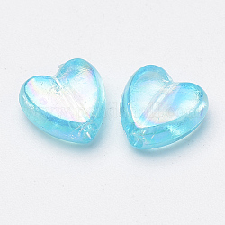 Perline acrilico trasparente, ab colore, cuore, cielo blu, 8.5x8.5x4mm, foro: 1mm, circa 2840pcs/500g