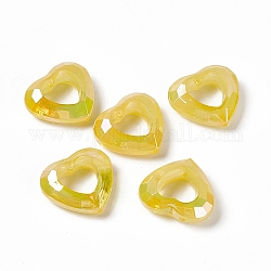 Cadres de perles acryliques irisées arc-en-ciel de placage uv, coeur à facettes, or, 24x26x9mm, Trou: 1.5mm, diamètre intérieur: 13x13 mm