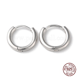 Rhodium Plated 925 Sterling Silver Huggie Hoop Earrings, with S925 Stamp, Platinum, 11x12x2mm